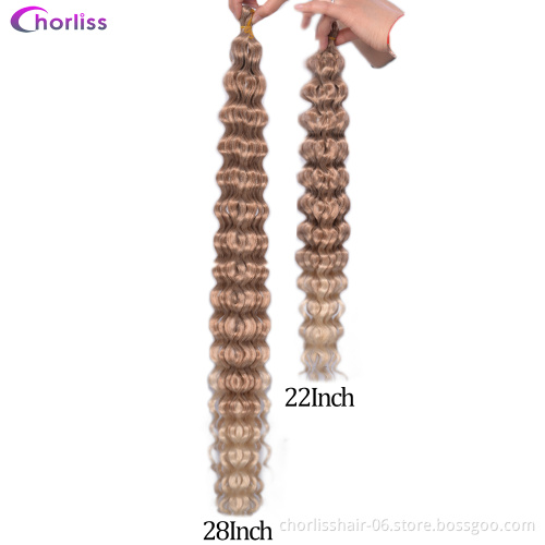 Wholesale 22/28/30 Inches Ocean Wave Fashion Crochet Braids Hair Bulks Goddess Deep Wave Synthetic Braiding Hair Extensions